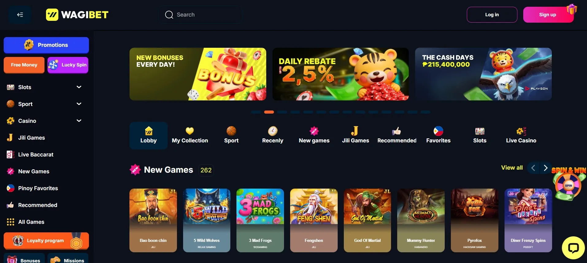 WagiBet Casino general information overview
